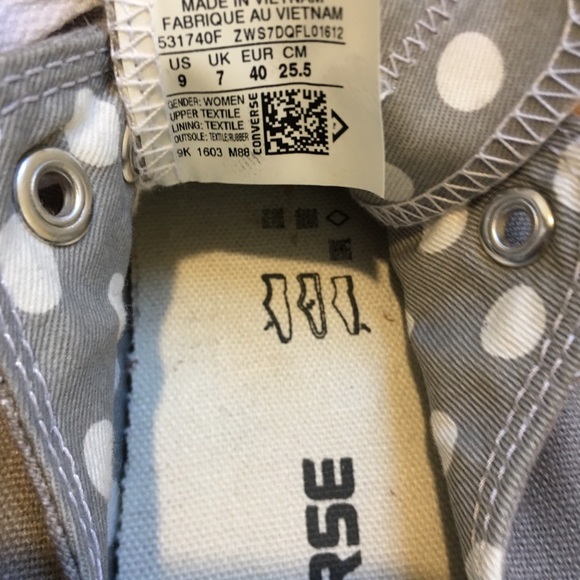 NWOB Gray Converse Two Tongue Polka Dot - Picture 7 of 8